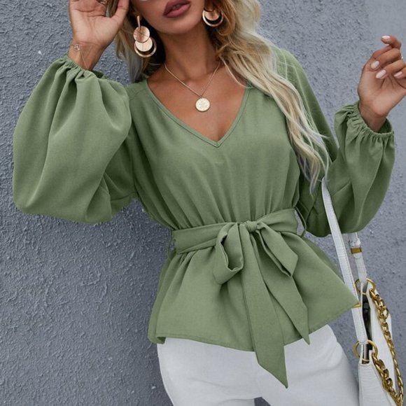 Chic as Ever Belted Peplum Top MORE COLORS - Picture 7 of 8